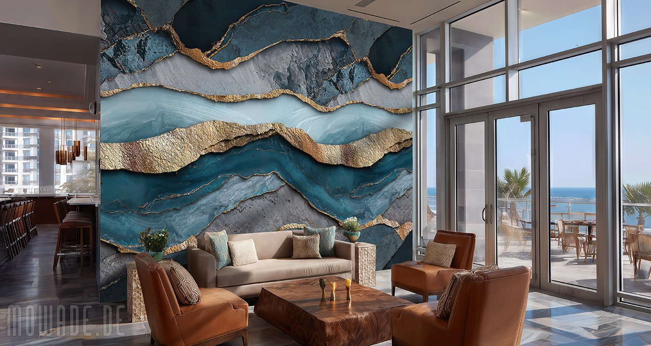 extravagante tapete steinoptik tuerkis gold