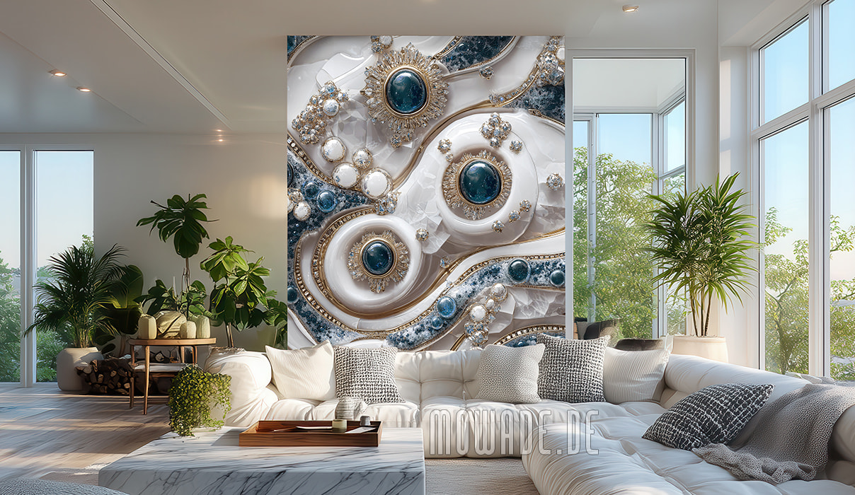 tapete tuerkis weiss gold exklusiv diamanten schmuck