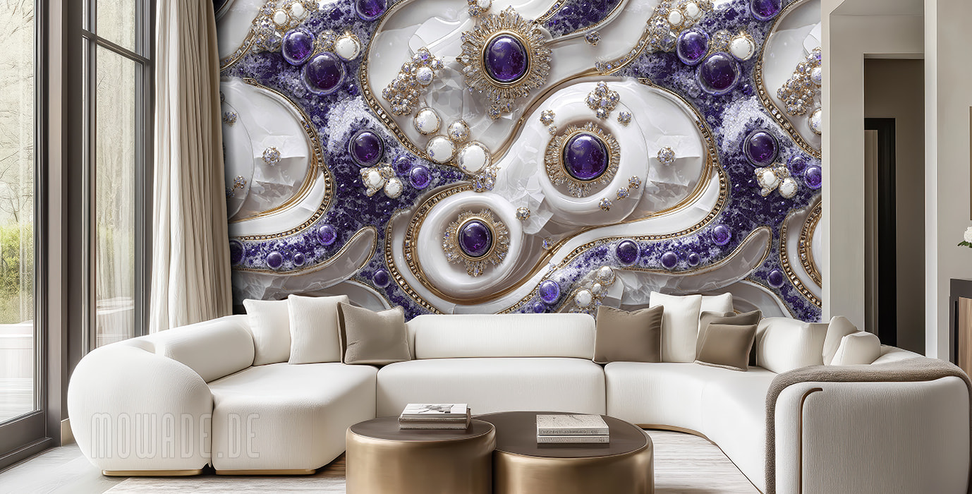 tapete violett weiss gold exklusiv diamanten schmuck