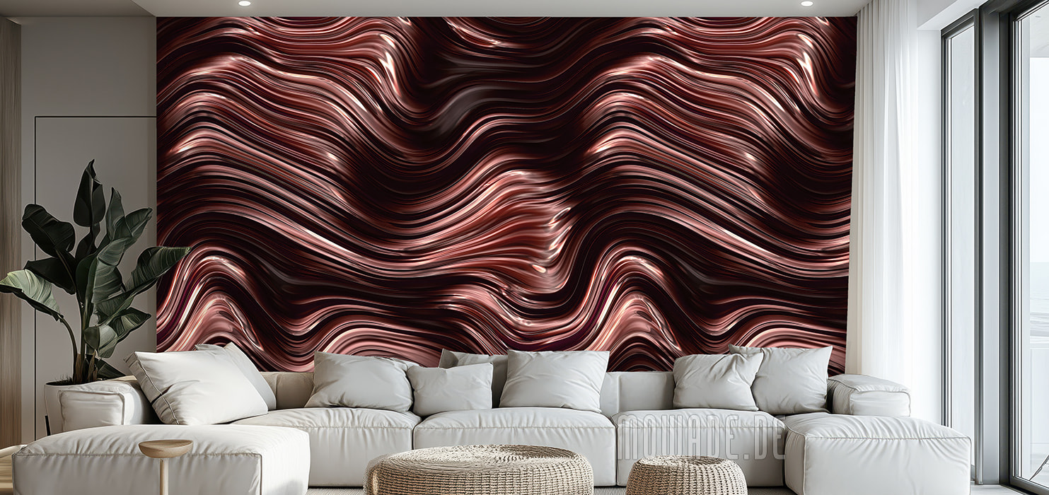 tapeten metalloptik rot abstrakte wellen