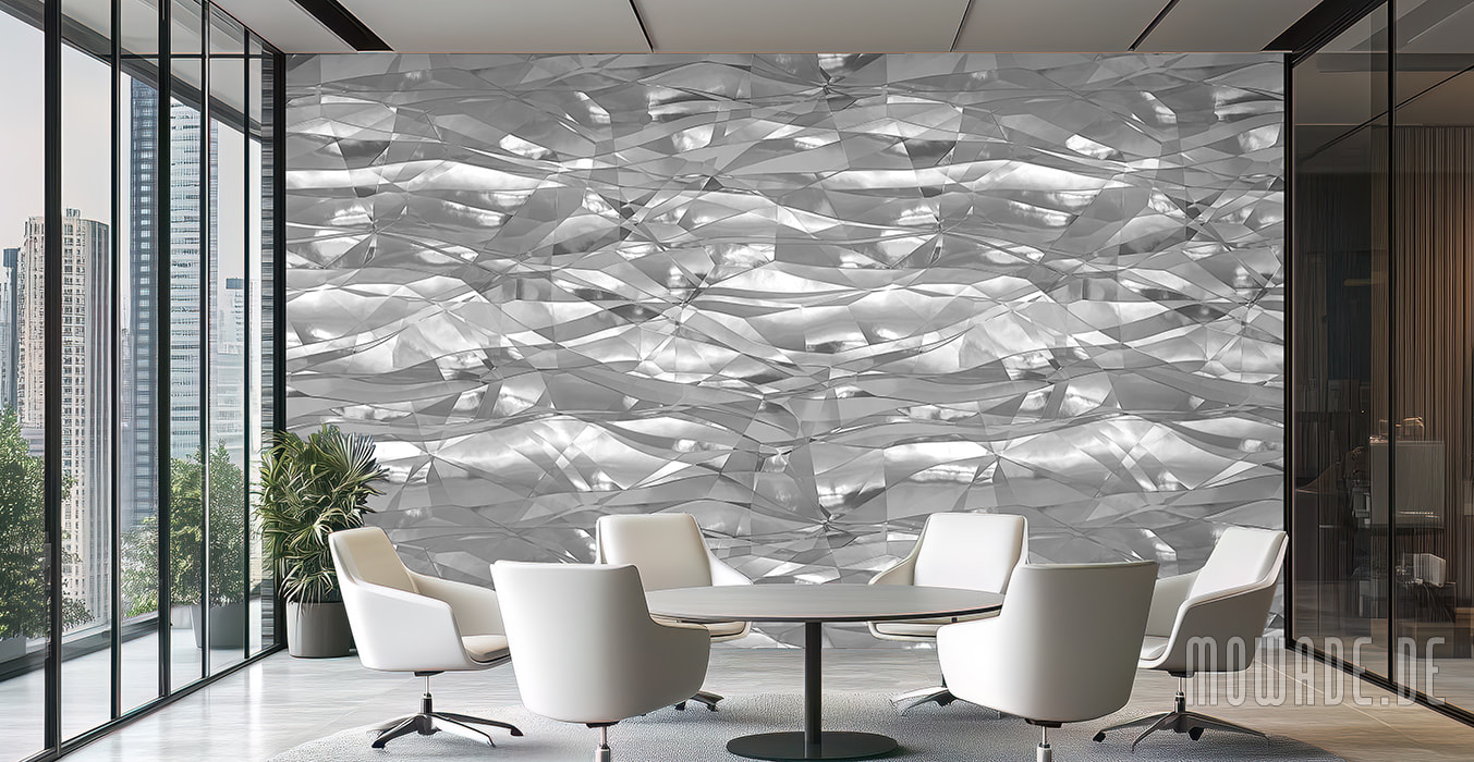 wohnzimmer-tapete hellgrau knitter-optik