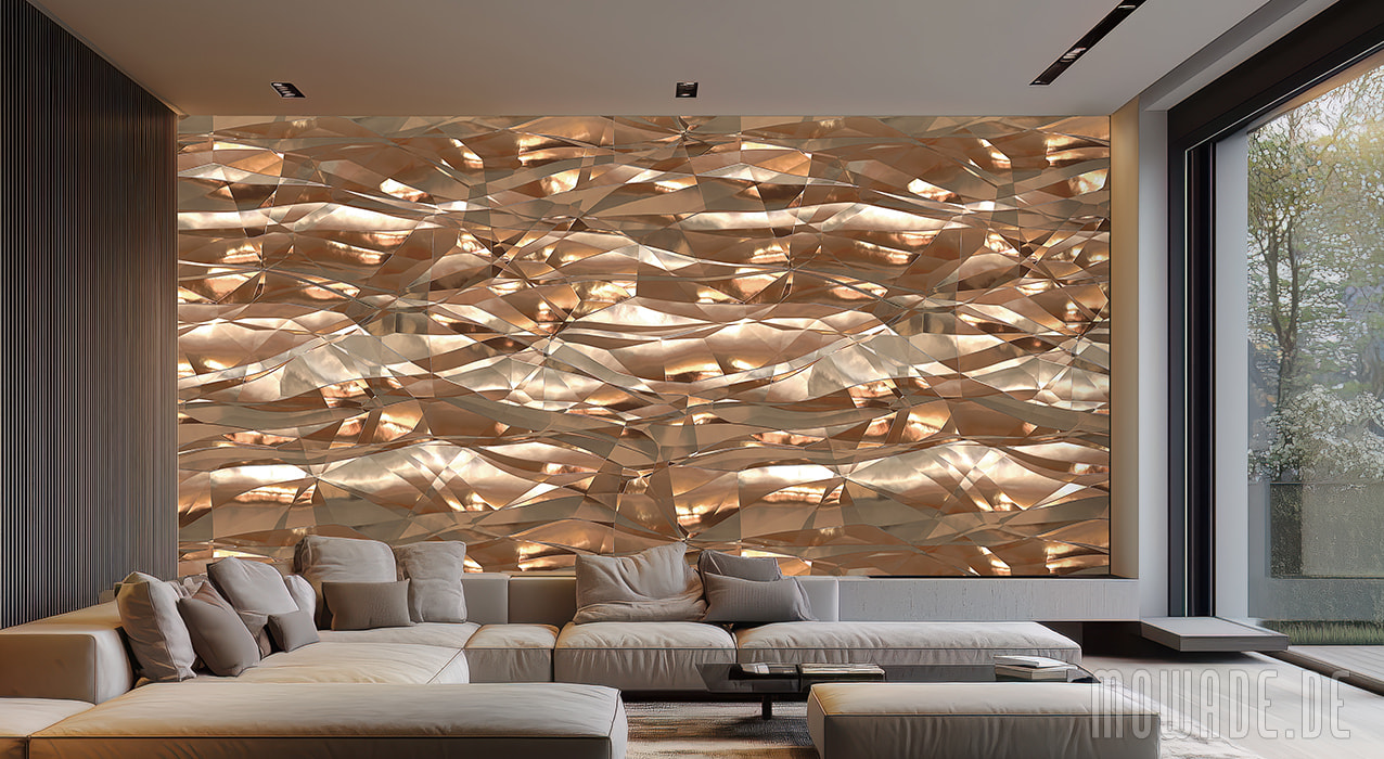 wohnzimmer tapete kupfer knitter-optik