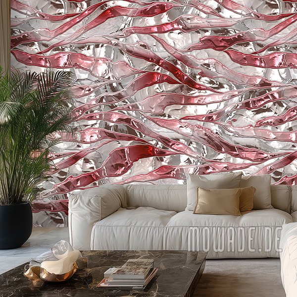 ausgefallene tapete wohnzimmer weiss rot