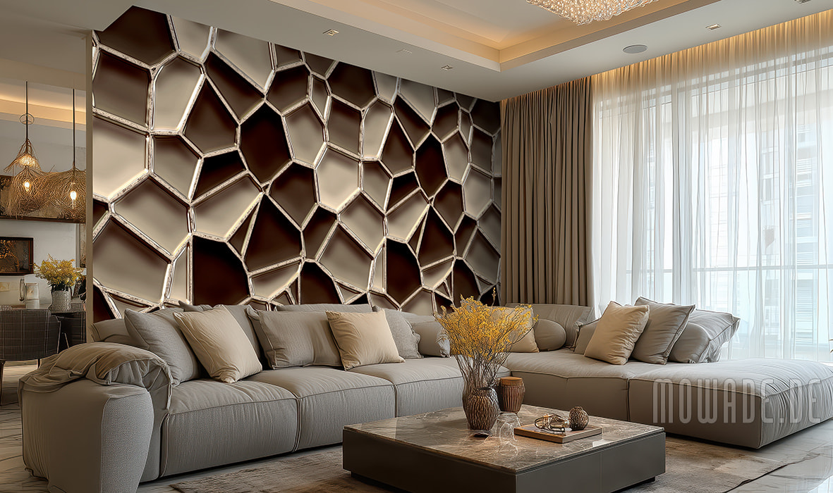 fototapete braun 3d-optik waben