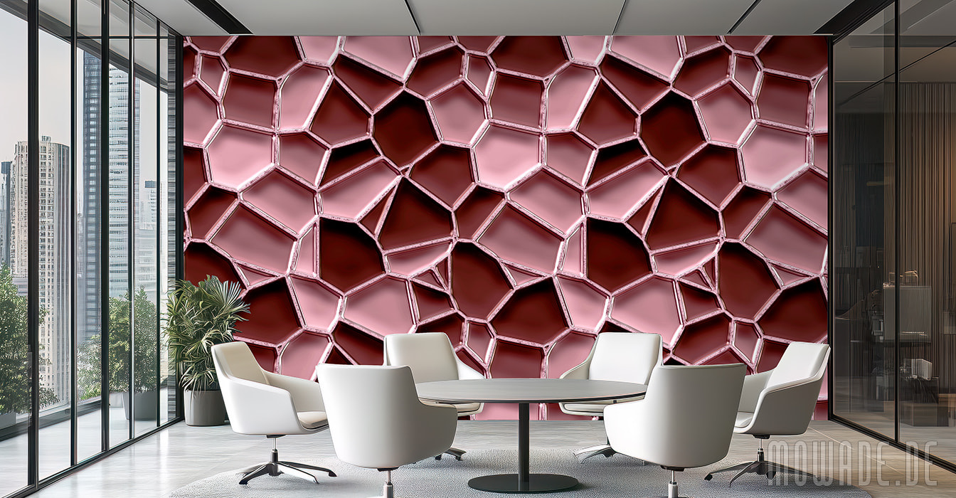 fototapete rot 3d-optik waben