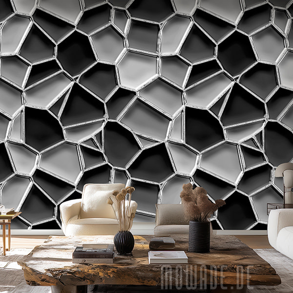 fototapete wabenmotiv grau schwarz 3d-optik