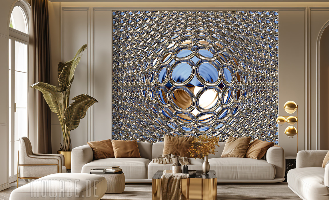 moderne fototapete blau gold disco-glamour-kugel