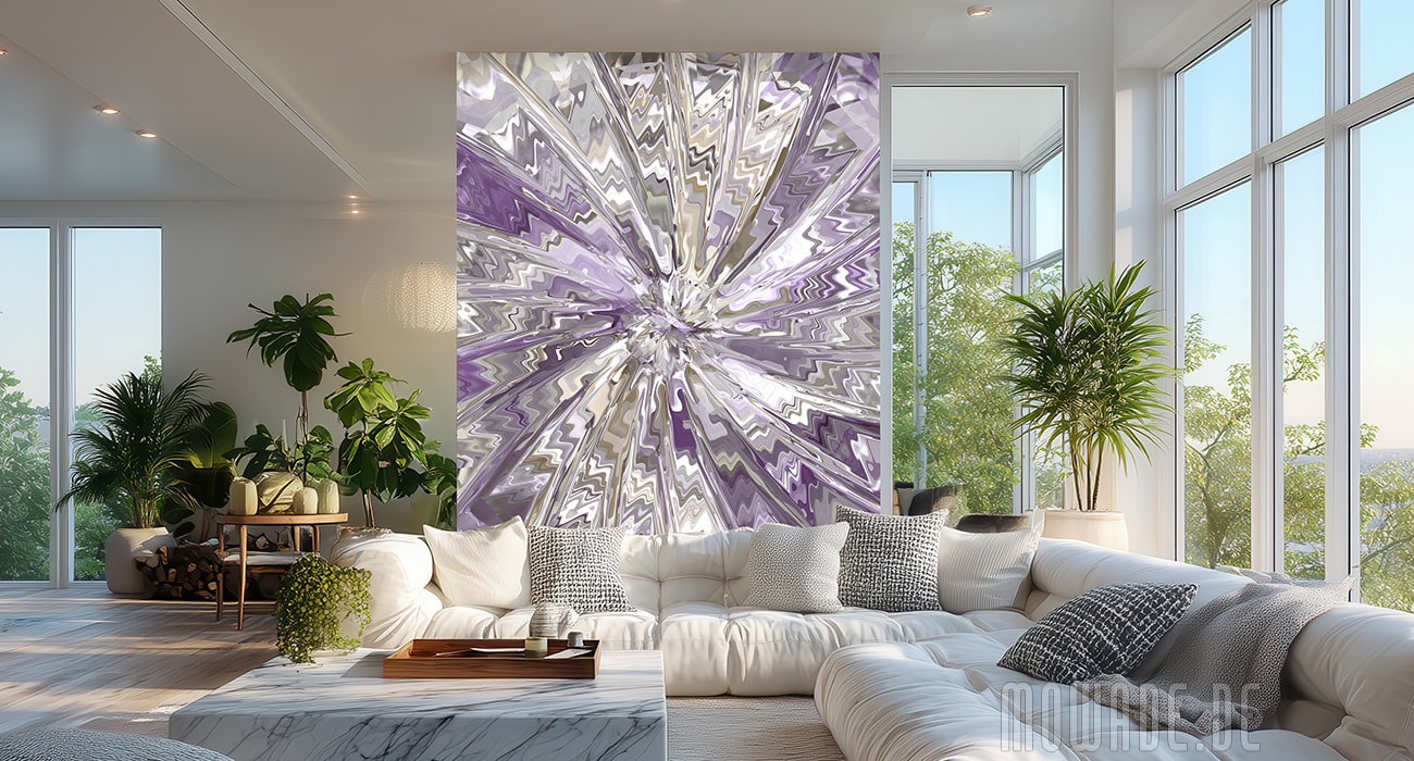 wohnzimmer tapete lila sand dynamisch