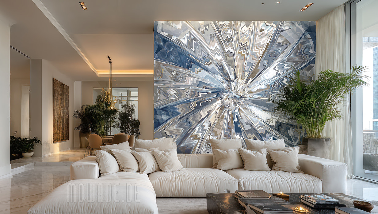 wohnzimmer tapete tuerkis sand dynamisch